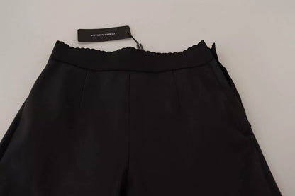 Dolce & Gabbana Black Leather Elastic Waist Trouser Pants