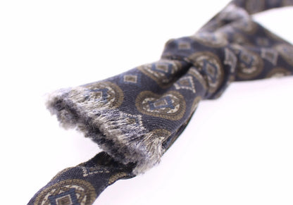 Blue Silk Baroque Fantasi Tied Bow Tie Papillon