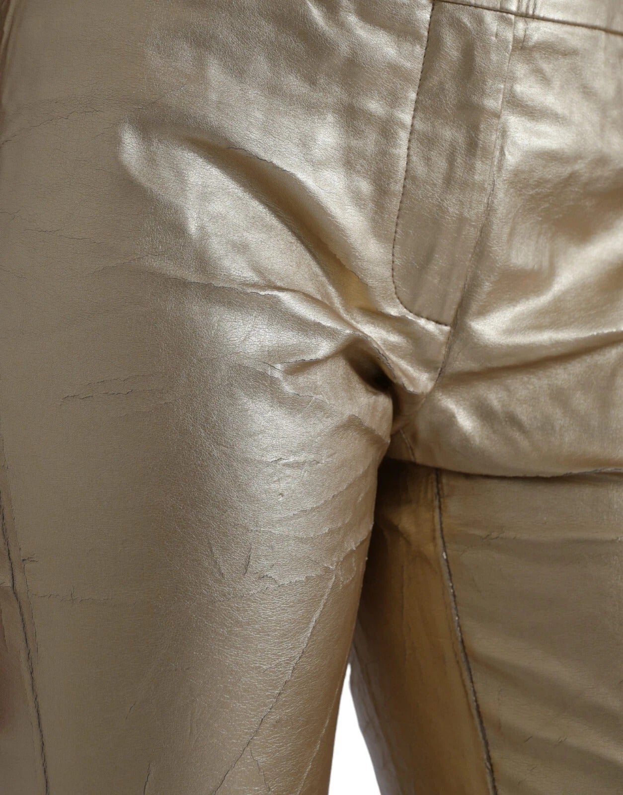 Dolce & Gabbana Gold High Waist Skinny Women Metallic Pants