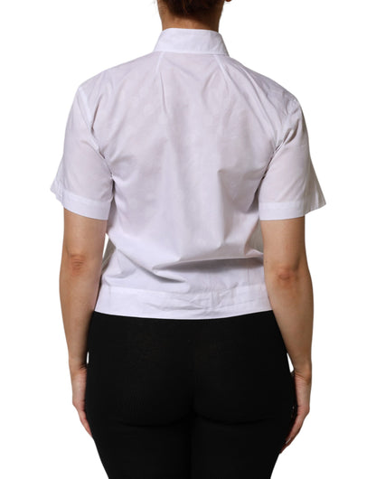 Dolce & Gabbana White Collared Short Sleeve Polo Shirt Top