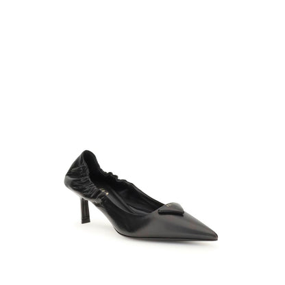 Prada Black Calf Leather Bos Taurus High Heel Pumps
