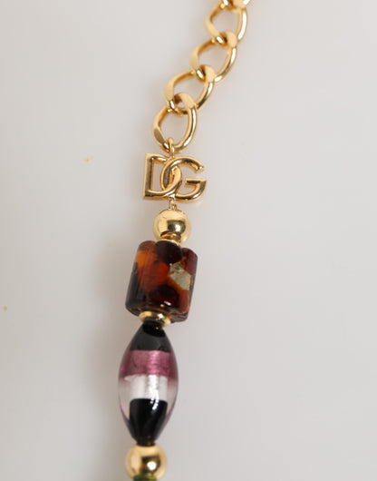 Multicolor Murano Glass Beads Gold Chain Jewelry Necklace