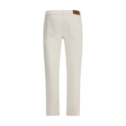 Brunello Cucinelli White Cotton Slim Fit Jeans