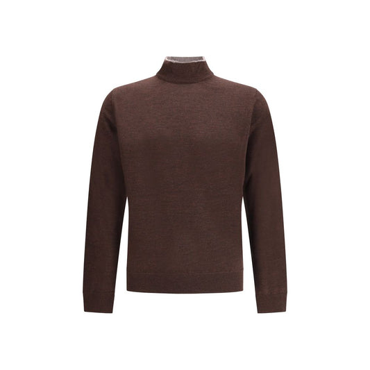 Cruna Brown Wool Turtleneck