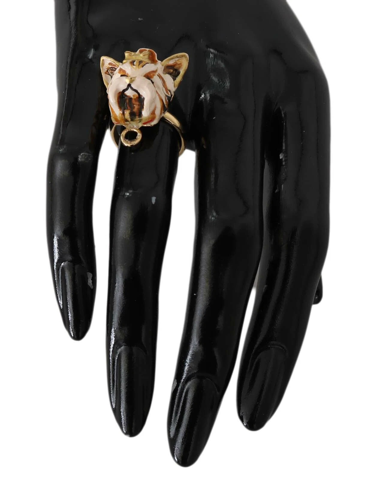 Gold Brass Resin Beige Dog Pet Accessory Ring