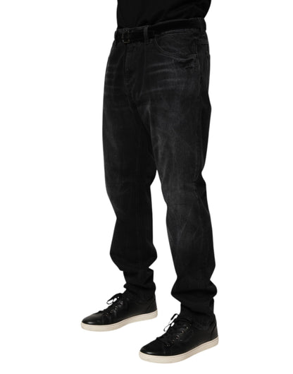 Dolce & Gabbana Black Washed Cotton Skinny Men Denim Jeans