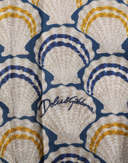 Dolce & Gabbana Cream Cotton Silk Hawaii Scallop Shell Print Shirt