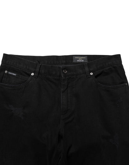 Dolce & Gabbana Black Cotton Regular Denim Men Trouser Jeans