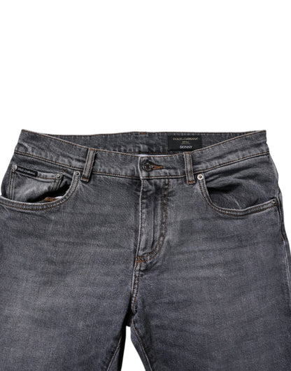 Dolce & Gabbana Dark Gray Cotton Stretch Skinny Denim Jeans