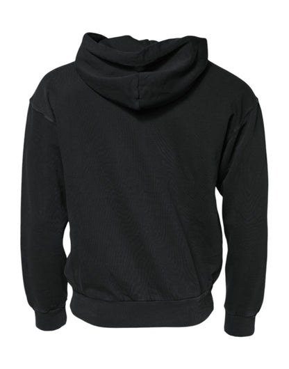 Dolce & Gabbana Black Logo FullZip Hooded Sweatshirt Sweater