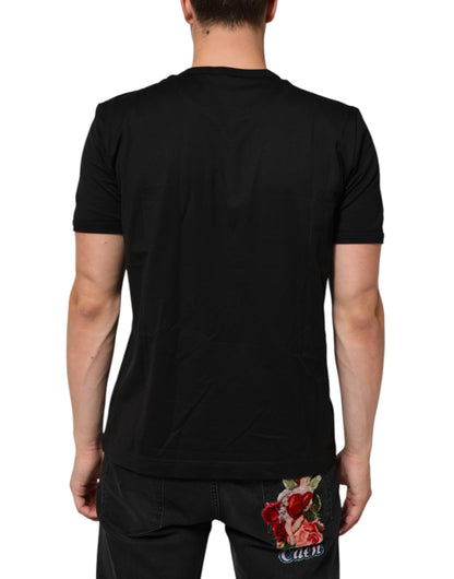 Dolce & Gabbana Black Goodluck 2021 Cotton Crew Neck T-shirt