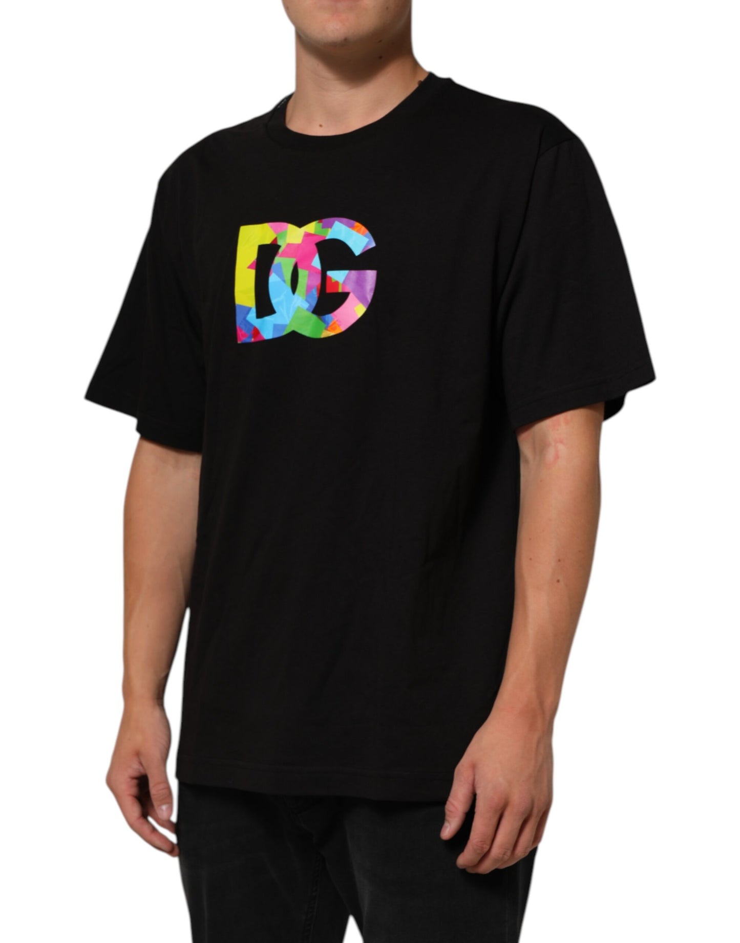 Dolce & Gabbana Black Logo Print Cotton Men Crew Neck T-shirt