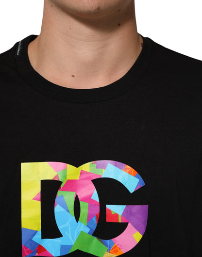 Dolce & Gabbana Black Logo Print Cotton Men Crew Neck T-shirt