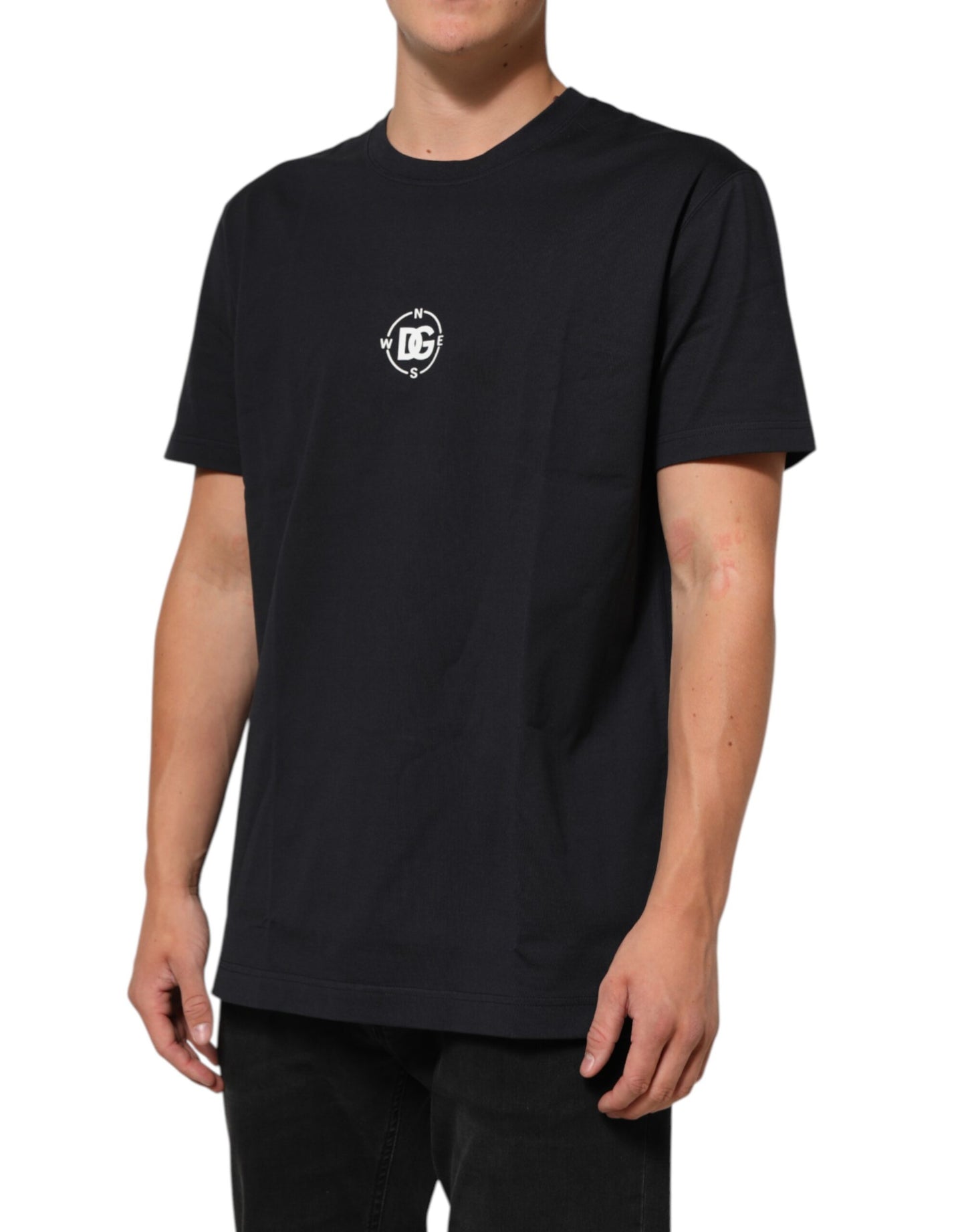 Dolce & Gabbana Black Logo Compass Cotton Crew Neck T-shirt