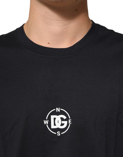 Dolce & Gabbana Black Logo Compass Cotton Crew Neck T-shirt
