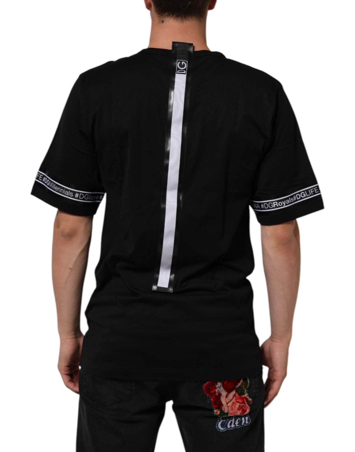 Dolce & Gabbana Black DGRoyals Cotton Men Crew Neck IT T-shirt