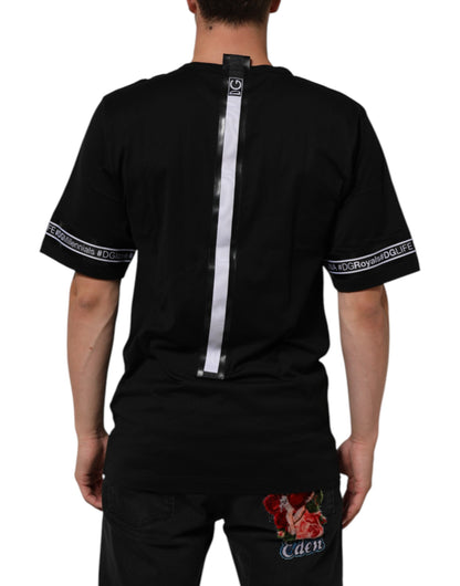 Dolce & Gabbana Black DGRoyals Cotton Men Crew Neck IT T-shirt