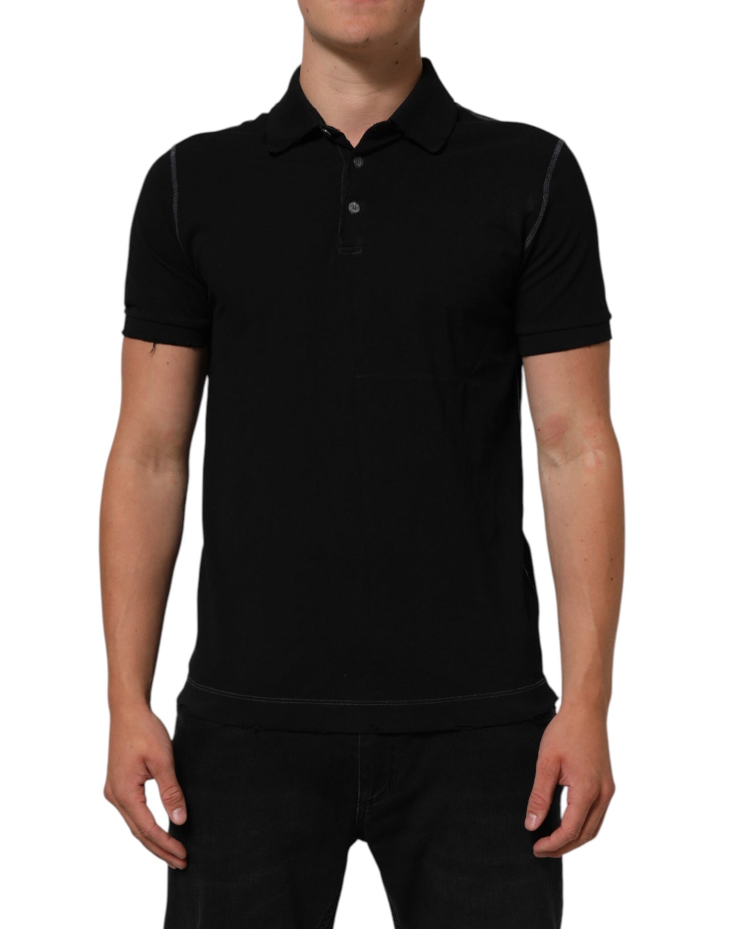Dolce & Gabbana Black Cotton Graphic Print PoloShirt T-shirt
