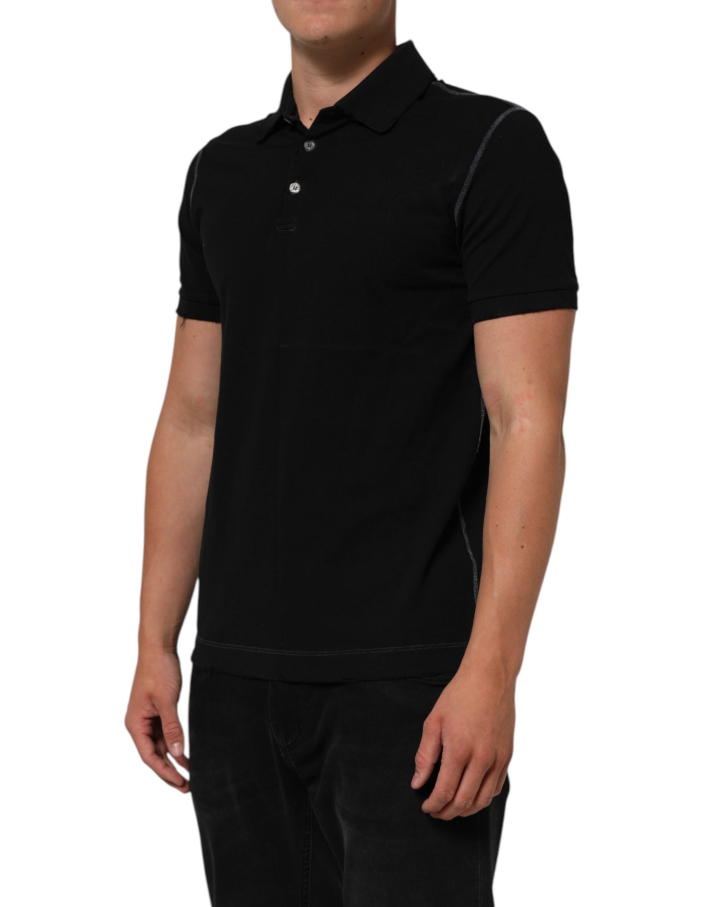 Dolce & Gabbana Black Cotton Graphic Print PoloShirt T-shirt
