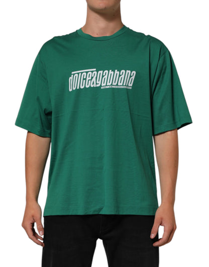 Dolce & Gabbana Green Cotton Graphic Logo Print Crewneck T-shirt