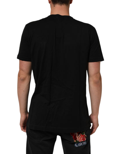 Dolce & Gabbana Black Logo Plaque Cotton Crew Neck T-shirt