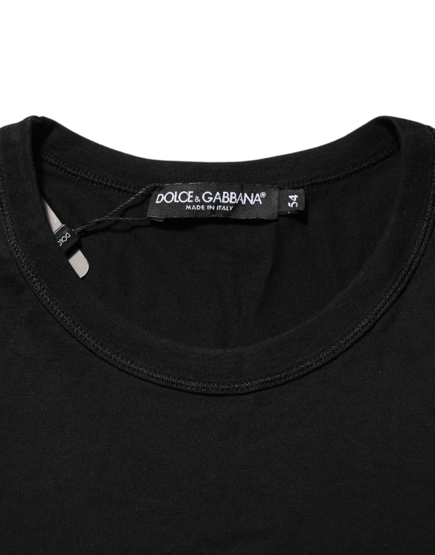 Dolce & Gabbana Black Logo Plaque Cotton Crew Neck T-shirt