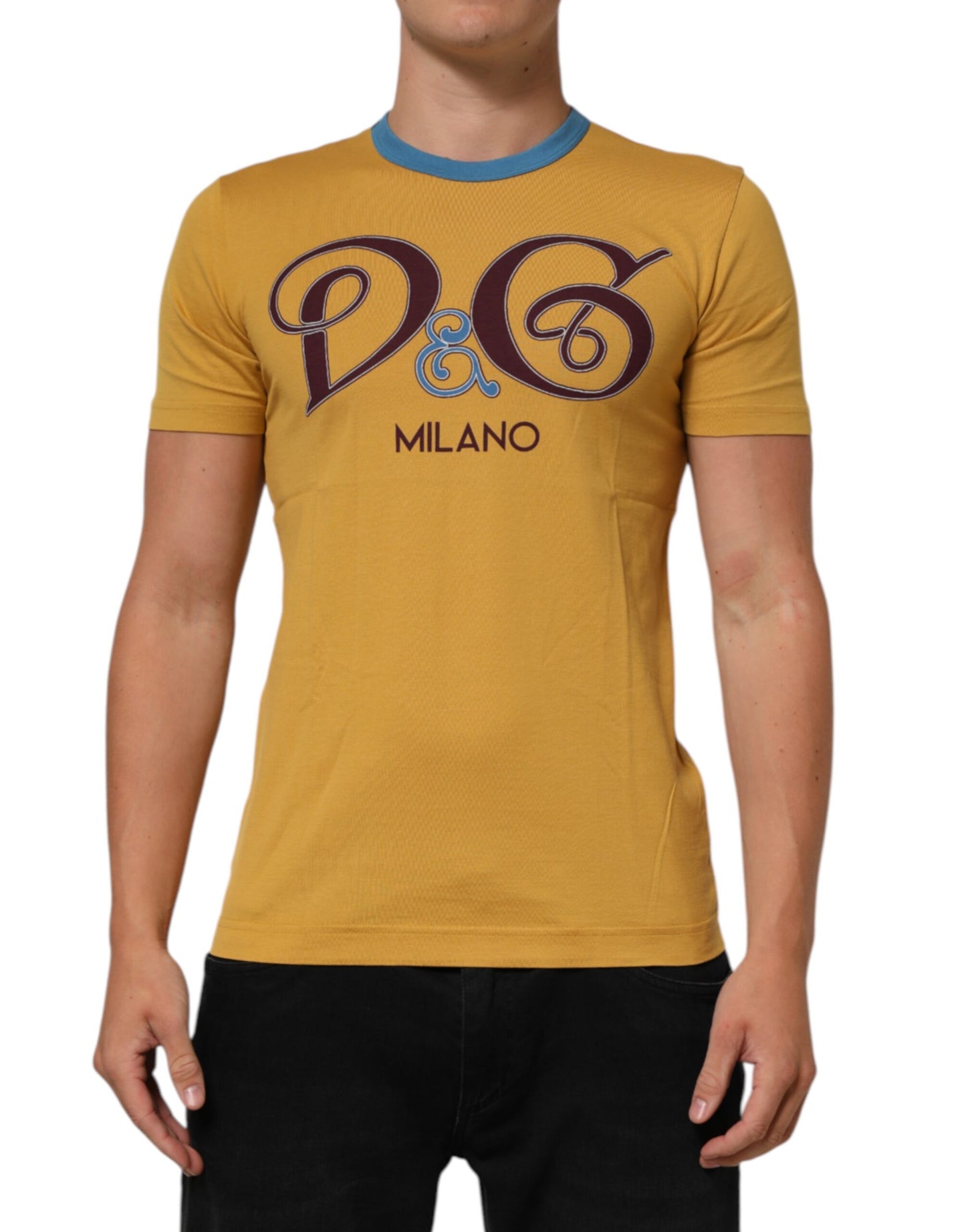 Dolce & Gabbana Yellow Logo Crew Neck Short Sleeves T-shirt
