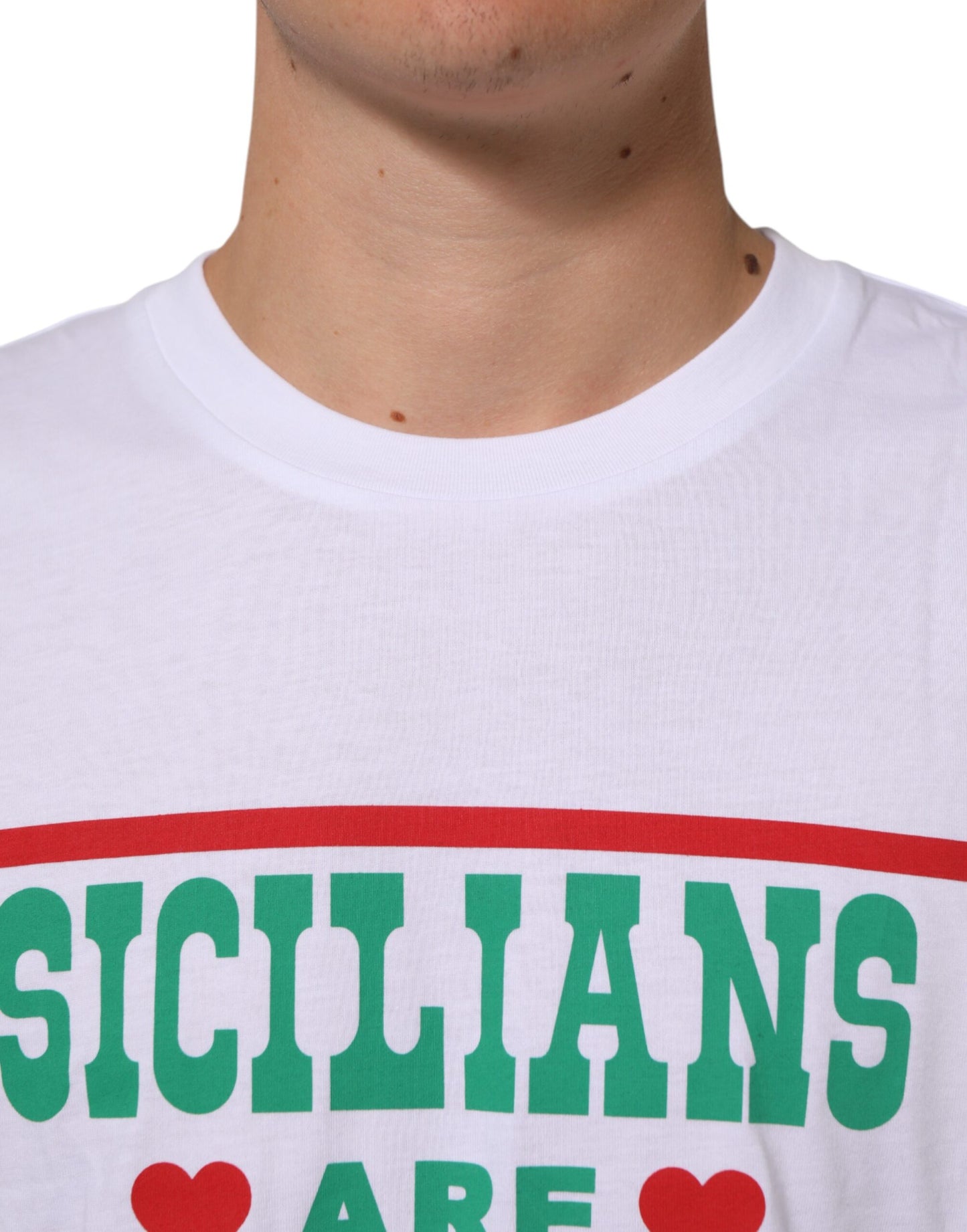 Dolce & Gabbana White Graphic Print Cotton CrewNeck T-shirt