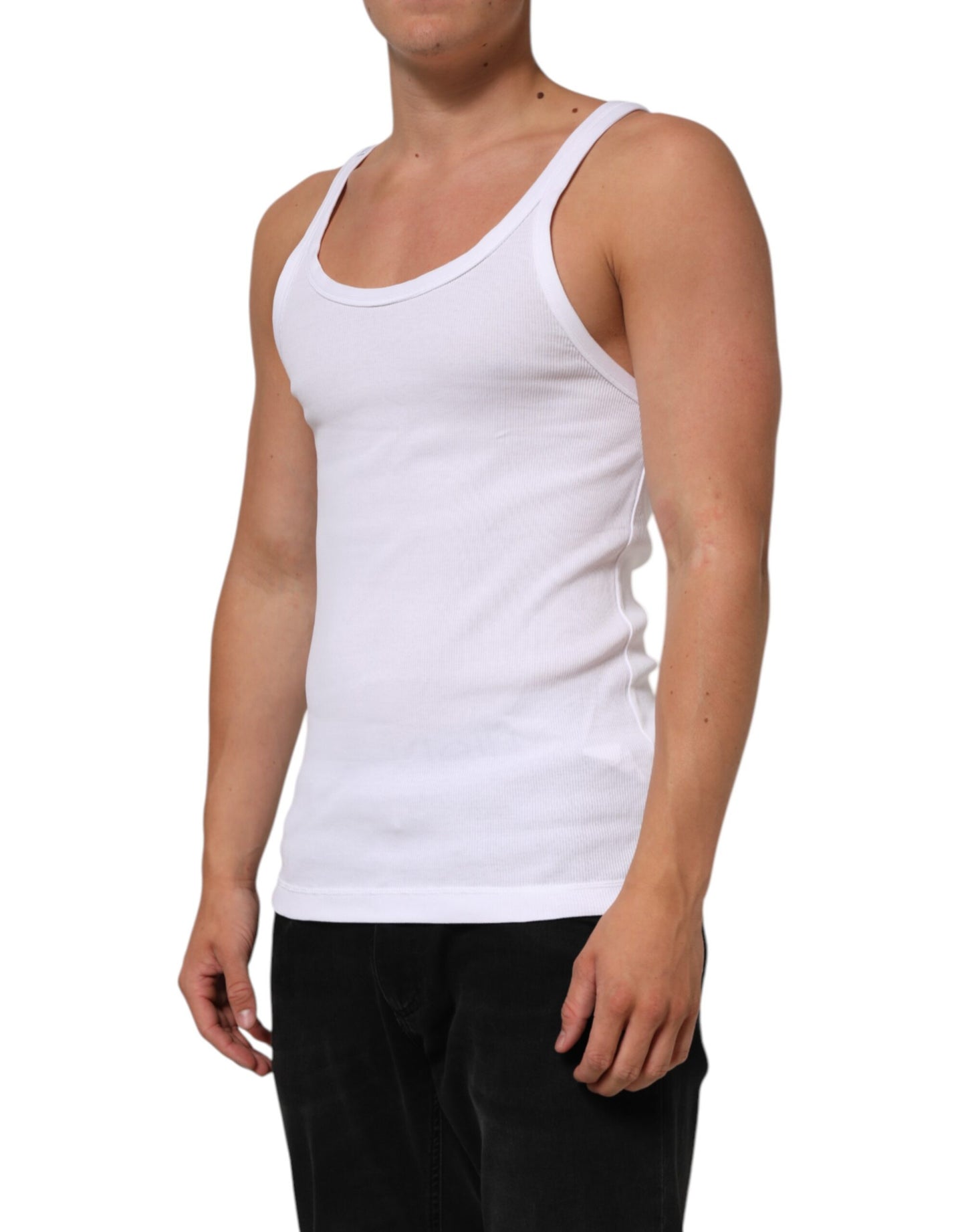 Dolce & Gabbana White Sleeveless Round Neck Tank Top T-shirt