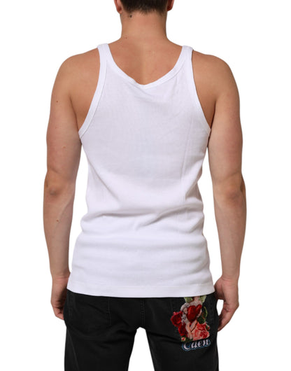 Dolce & Gabbana White Sleeveless Round Neck Tank T-shirt