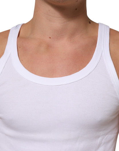 Dolce & Gabbana White Sleeveless Round Neck Tank Top T-shirt