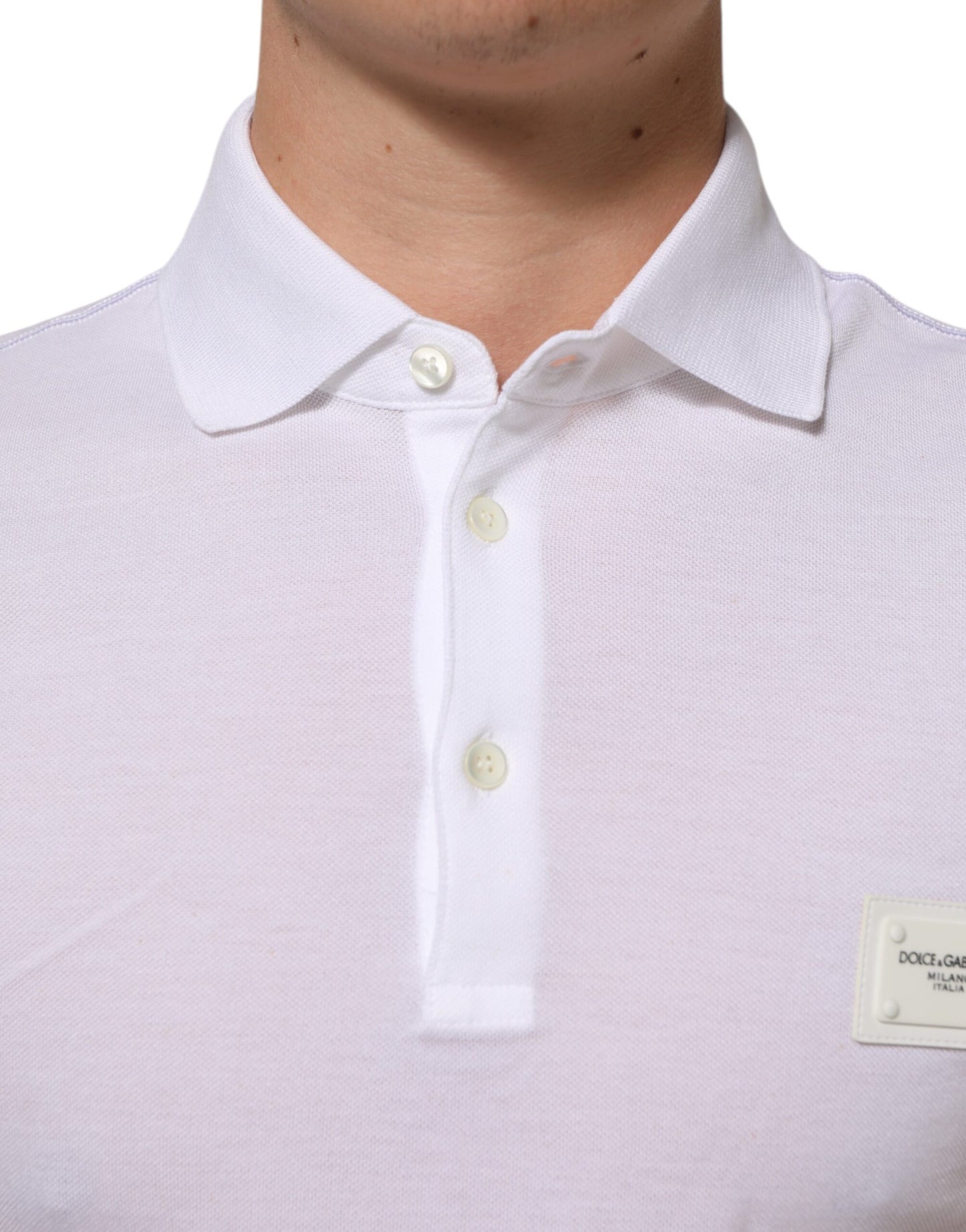 Dolce & Gabbana White Collared Short Sleeves Polo T-shirt