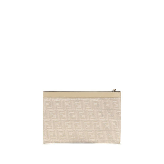 Fendi Cream Cotton Clutch Bag