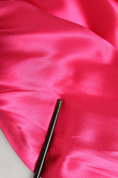 Dolce & Gabbana Pink Sheath Silk Bow Open Shoulder Dress