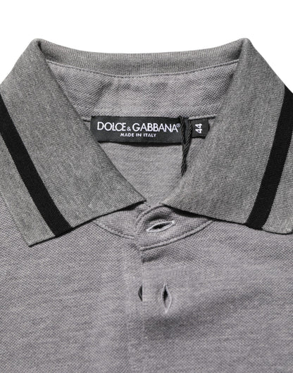 Dolce & Gabbana Gray Logo Embroidery Collared Polo T-shirt