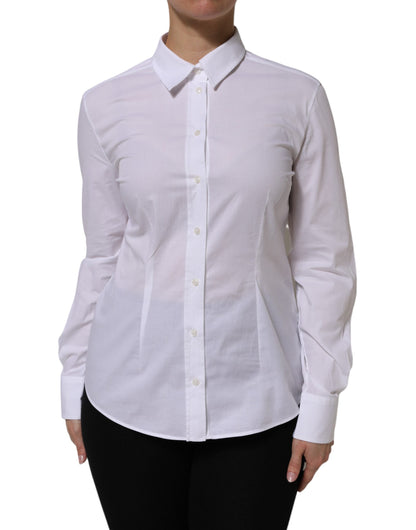 Dolce & Gabbana White Cotton Collared Dress Formal Shirt  Top