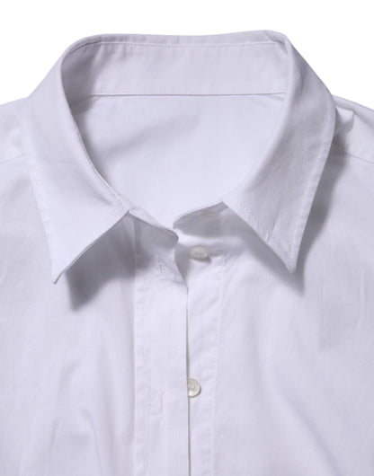 Dolce & Gabbana White Cotton Collared Buttoned Dress Shirt Top