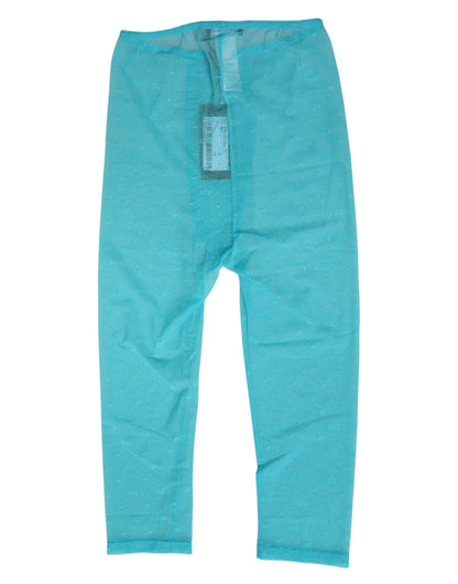 Dolce & Gabbana Light Blue Logo Lace Tight Midi Trouser  Underwear