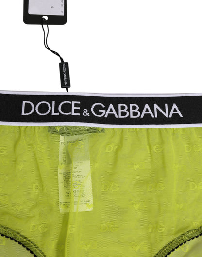 Dolce & Gabbana Green Nylon Logo Waistband Brief Panty Underwear