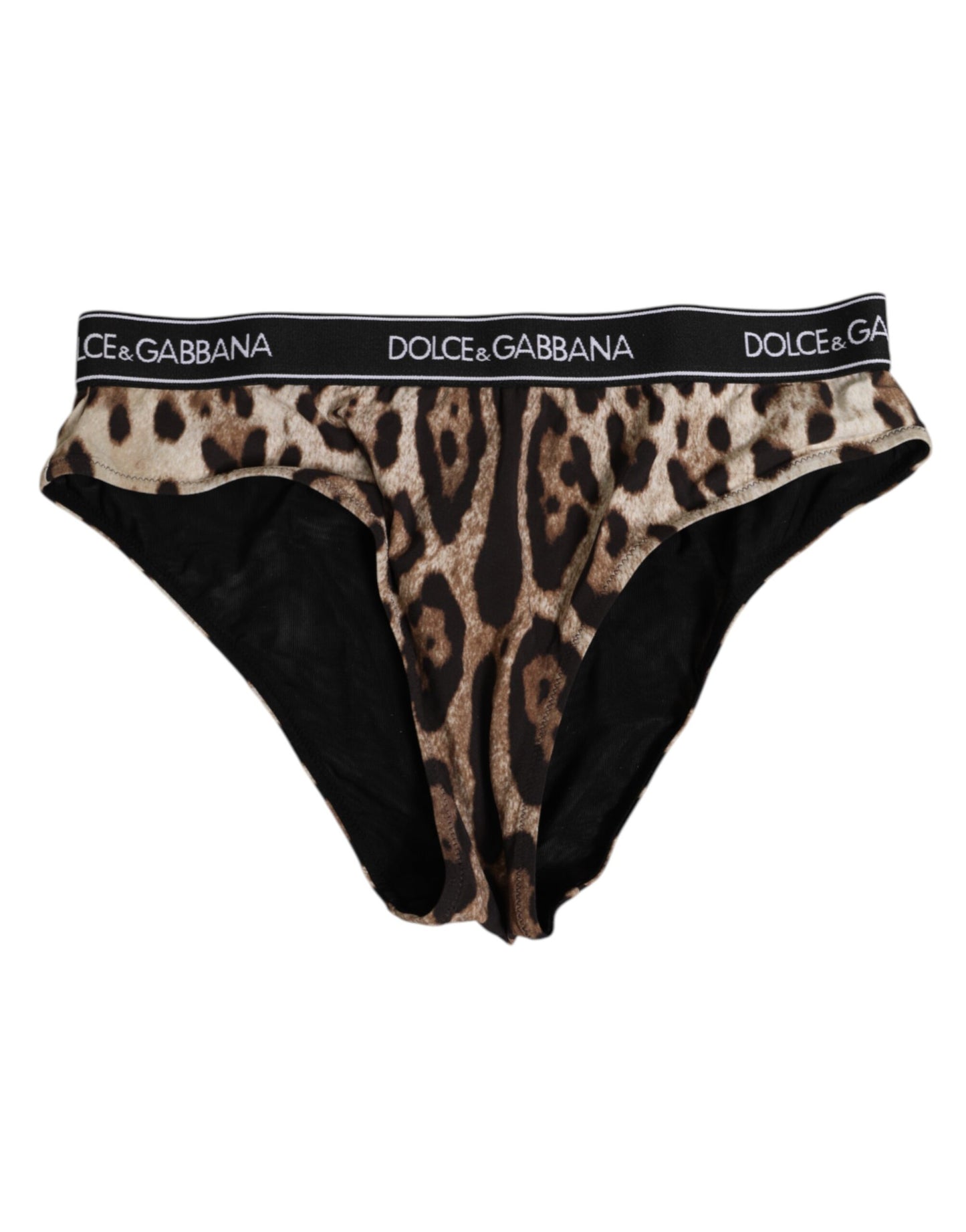 Dolce & Gabbana Brown Leopard Nylon High Waist Panty Underwear