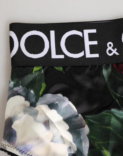 Dolce & Gabbana Black Floral Print High Waist Panty  Underwear
