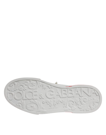 Dolce & Gabbana White Red Portofino Low Top Men Sneakers Shoes