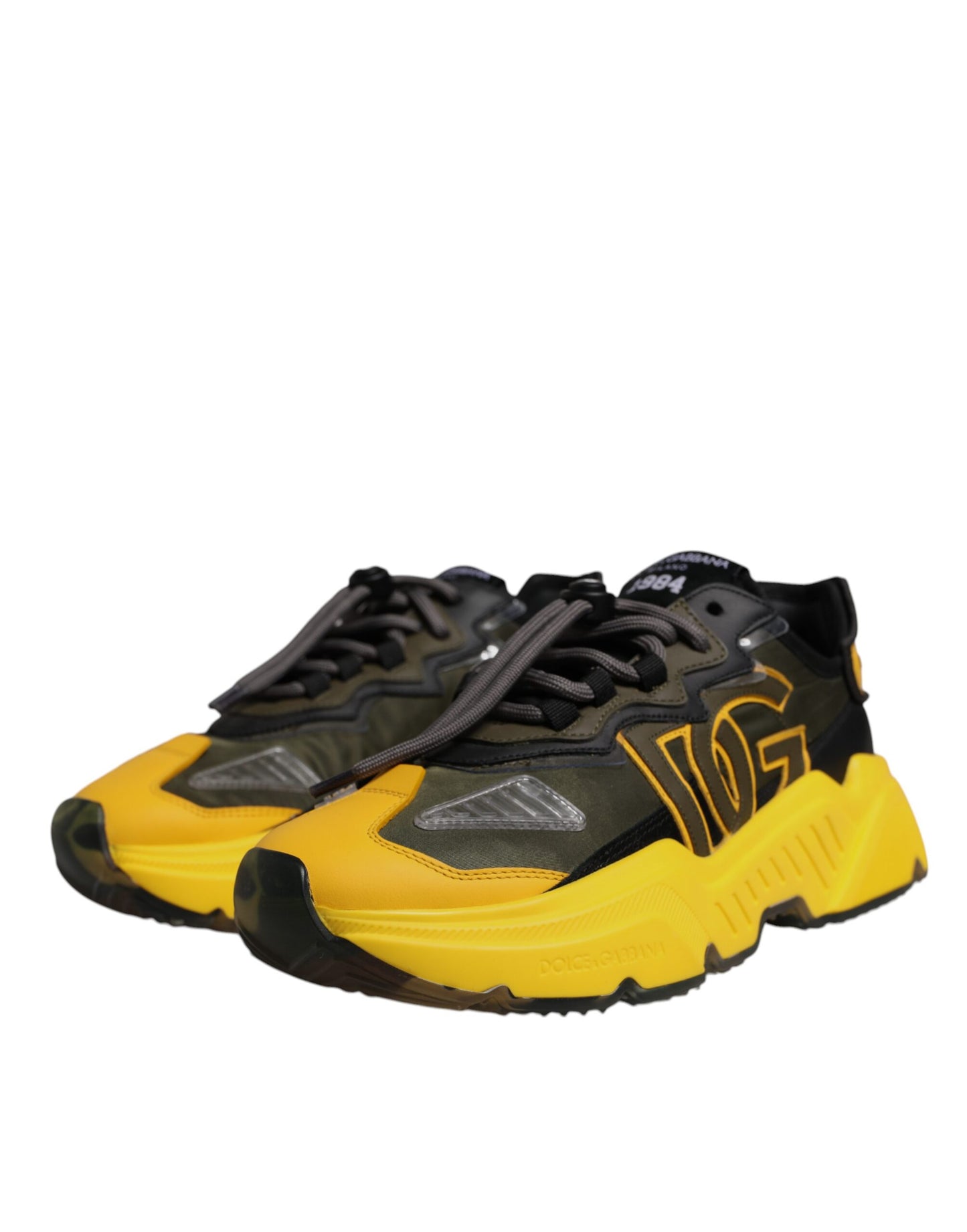 Dolce & Gabbana Black Yellow Daymaster Low Top Sneakers  Shoes