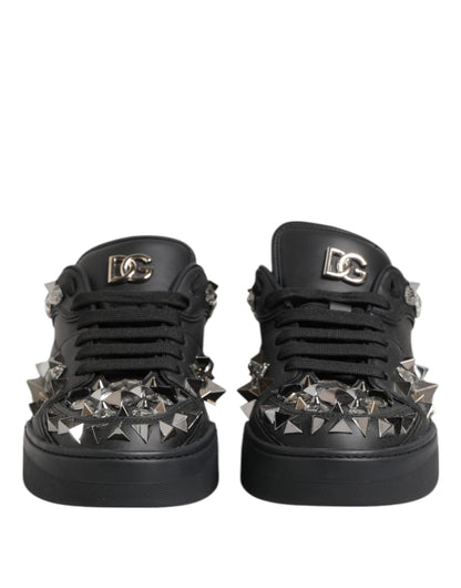 Dolce & Gabbana Black Portofino Studded Men Sneakers Shoes