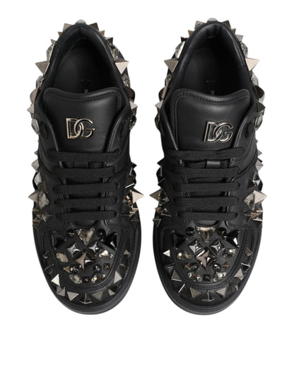 Dolce & Gabbana Black Portofino Studded Men Sneakers Shoes