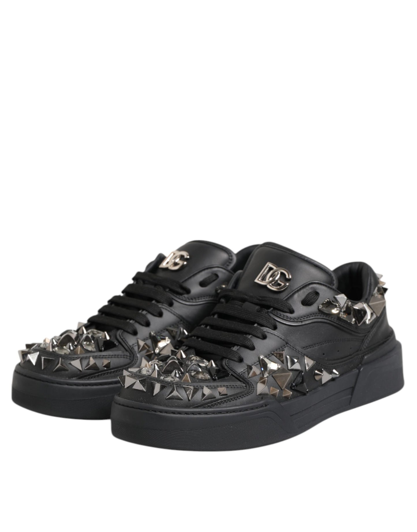 Dolce & Gabbana Black Portofino Studded Men Sneakers Shoes