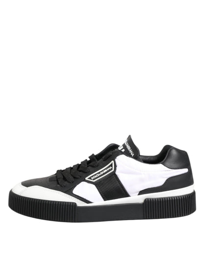 Dolce & Gabbana Black White Leather MIAMI Low Top Sneakers Shoes