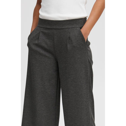 ICHI Gray Recycled Polyester Flared Pants