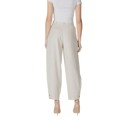 Vila Clothes Beige Viscose Casual Pants