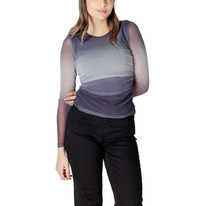 ICHI Gray Polyester Long Sleeve T-Shirt
